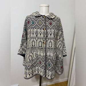 VINTAGE Mayan Modern Hand Woven Guatemalan Sleeved Cape w Collar Size One Size